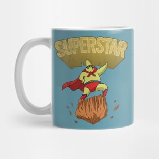 Superstar Yellow Star Superhero on a Rock Mug